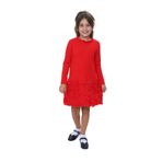 TOONTOY Kız Çocuk Fırfırlı 3D Güllü Elbise, 7 Yaş, 24943, Kırmızı, Kız Çocuklar