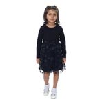 TOONTOY Kız Çocuk Fırfırlı Çiçekli Tüllü Elbise, 6 Yaş, 24942, Siyah, Kız Çocuklar
