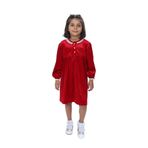 TOONTOY Kız Çocuk Fırfırlı Kadife Elbise, 3 Yaş, 24944, Kırmızı, Kız Çocuklar