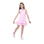 Toontoy Kız Çocuk Fırfırlı Palmiye Ağacı Baskılı Elbise Açık Pembe 6-7 YAŞ