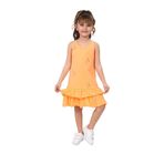 Toontoy Kız Çocuk Fırfırlı Palmiye Ağacı Baskılı Elbise Oranj 10-11 YAŞ