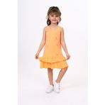 Toontoy Kız Çocuk Fırfırlı Palmiye Ağacı Baskılı Elbise Oranj 13-14 YAŞ