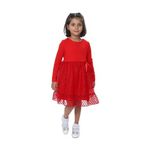 TOONTOY Kız Çocuk Fırfırlı Tüllü Elbise, 4 Yaş, 24946, Kırmızı, Kız Çocuklar
