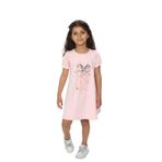 Toontoy Kız Çocuk Fiyonk Baskılı Elbise Pudra 4 YAŞ