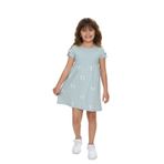 Toontoy Kız Çocuk Fiyonk Baskılı Elbise Yeşil 6 YAŞ