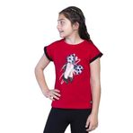 Toontoy Kız Çocuk Fiyonk Baskılı Kolları Garni Detaylı Tişört Kırmızı 8 YAŞ