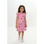 Toontoy Kız Çocuk Fiyonklu Kalp Baskılı Elbise Gül Kurusu 4 YAŞ