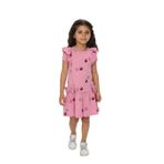 Toontoy Kız Çocuk Fiyonklu Kalp Baskılı Elbise Gül Kurusu 6 YAŞ