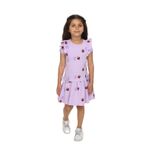 Toontoy Kız Çocuk Fiyonklu Kalp Baskılı Elbise Lila 5 YAŞ