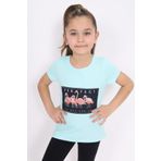 Toontoy Kız Çocuk Flamingo Baskılı Tişört Mint Yeşili 5 YAŞ