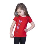 Toontoy Kız Çocuk Flamingo Desenli Taş İşlemeli Baskılı Tişört Kırmızı 4 YAŞ