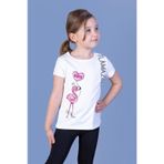 Toontoy Kız Çocuk Flamingo Desenli Taş İşlemeli Baskılı Tişört