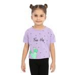 TOONTOY Kız Çocuk Free Hug Kalpli Baskılı Tişört 4 Yaş, 4 Yaş, 22131, Lila, Kız çocuk