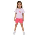 Toontoy Kız Çocuk Fresh Görsel Baskılı Şortlu Takım Açık Lila 4 YAŞ