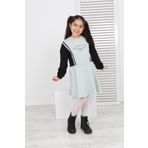Toontoy Kız Çocuk Garni Detaylı Baskılı Elbise Yeşil 10-11 YAŞ