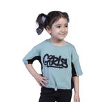 Toontoy Kız Çocuk Garni Detaylı Baskılı Tişört Yeşil 5 YAŞ