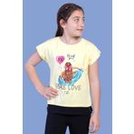 Toontoy Kız Çocuk Garni Detaylı Taş İşlemeli Baskılı Tişört Sarı 10 YAŞ
