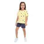 Toontoy Kız Çocuk Garni Komple Çiçek Baskılı Şortlu Takım Sarı 2 YAŞ