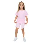 Toontoy Kız Çocuk Garni ve Üst Çiçek Baskılı Şortlu Takım Açık Pembe 5 YAŞ