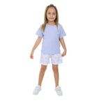 Toontoy Kız Çocuk Garni ve Üst Çiçek Baskılı Şortlu Takım Mavi 5 YAŞ