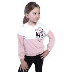 Toontoy Kız Çocuk Garnili Baskılı Sweatshirt Pudra 4 YAŞ