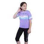 Toontoy Kız Çocuk Garnili Baskılı Taytlı Takım - 10 Yaş - Lila