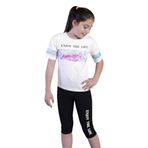 Toontoy Kız Çocuk Garnili Baskılı Taytlı Takım - 4 Yaş - Ekru