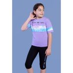 Toontoy Kız Çocuk Garnili Baskılı Taytlı Takım - 4 Yaş - Lila