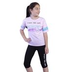 Toontoy Kız Çocuk Garnili Baskılı Taytlı Takım Açık Pembe 4 YAŞ