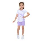 Toontoy Kız Çocuk Garnili Tavşan Baskılı Şortlu Takım Lila 2 YAŞ