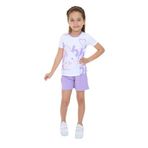 Toontoy Kız Çocuk Garnili Tavşan Baskılı Şortlu Takım Lila 5 YAŞ
