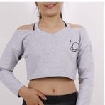 Toontoy Kız Çocuk Gezegen Baskılı Crop Tişört Gri Melanj 14 YAŞ