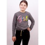 Toontoy Kız Çocuk Girl Baskılı Sweatshirt - 10 Yaş - Antrasit Melanj
