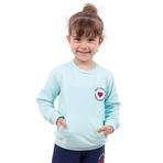 Toontoy Kız Çocuk Göğsü Kalp Nakışlı Sweatshirt Açık Mint Yeşili 1 YAŞ