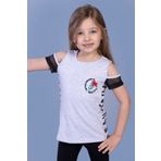 Toontoy Kız Çocuk Göğsü Nakışlı Tişört Gri Melanj 8 YAŞ