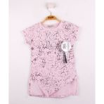 Toontoy Kız Çocuk Göğsü Şerit Aksesuarlı T-Shirt - 6 Yaş - Pembe