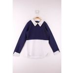 Toontoy Kız Çocuk Gömlek Detaylı Yakası İncili Okul Sweatshirt