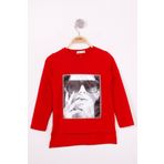 Toontoy Kız Çocuk Gözlüklü Kız Baskılı Sweatshirt - 8 Yaş - Kırmızı