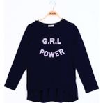 Toontoy Kız Çocuk Grl Power Baskılı T-Shirt - 10 Yaş - Lacivert