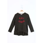 TOONTOY Kız Çocuk Grl Power Baskılı Tişört 10 Yaş, 10 Yaş, 11802-, Haki, Kız çocuk