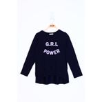 TOONTOY Kız Çocuk Grl Power Baskılı Tişört 8 Yaş, 8 Yaş, 11802-, Lacivert, Kız çocuk