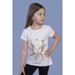 Toontoy Kız Çocuk Güneş Varaklı T-Shirt - 8 Yaş - Ekru