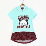 Toontoy Kız Çocuk Haırstyle Pul Palet Elbise Mint Yeşili 8 YAŞ