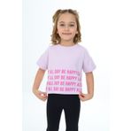 Toontoy Kız Çocuk Happy All Day Baskılı Tişört Açık Lila 8 YAŞ