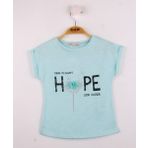 Toontoy Kız Çocuk Hope Baskılı Tişört Mint Yeşili 6 YAŞ