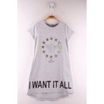 TOONTOY Kız Çocuk I Want It All Baskılı Elbise, 5 Yaş, 10711-1, Gri Melanj, Kız Çocuklar