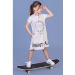 Toontoy Kız Çocuk I Want It All Baskılı Elbise Kahve Melanj 6 YAŞ