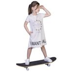 Toontoy Kız Çocuk I Want It All Baskılı Elbise Kahve Melanj 7 YAŞ