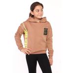 Toontoy Kız Çocuk İçi Pamuklu Baskılı Sweatshirt Kahverengi 6 YAŞ