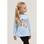Toontoy Kız Çocuk Ikili Kedi Baskılı Sweatshirt - 4 Yaş - Mavi
